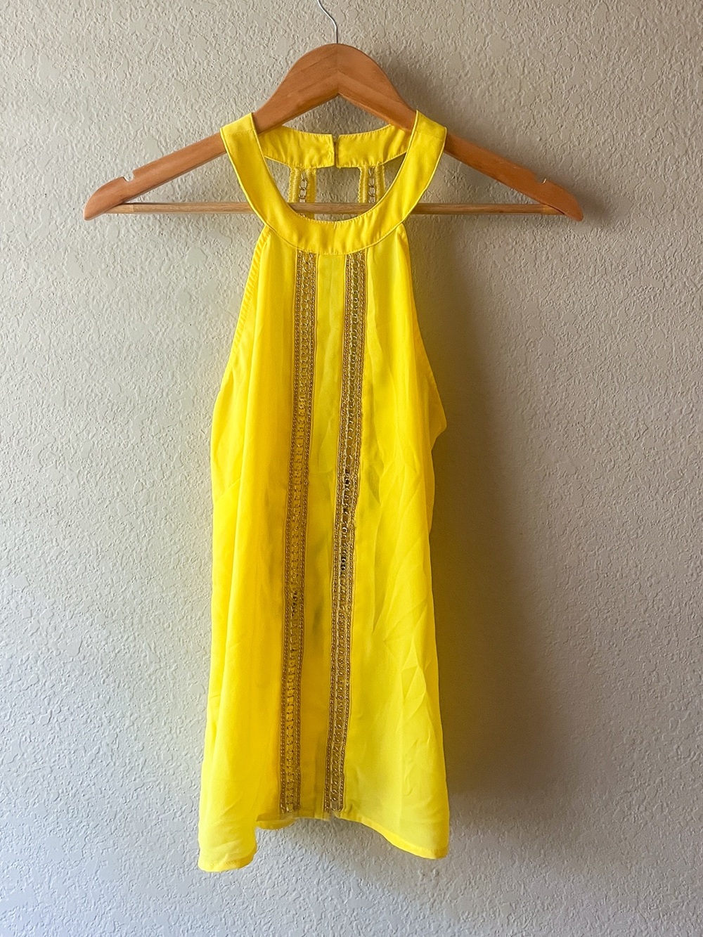 Bebe y2k Embellished Yellow Halter Top Size Small
